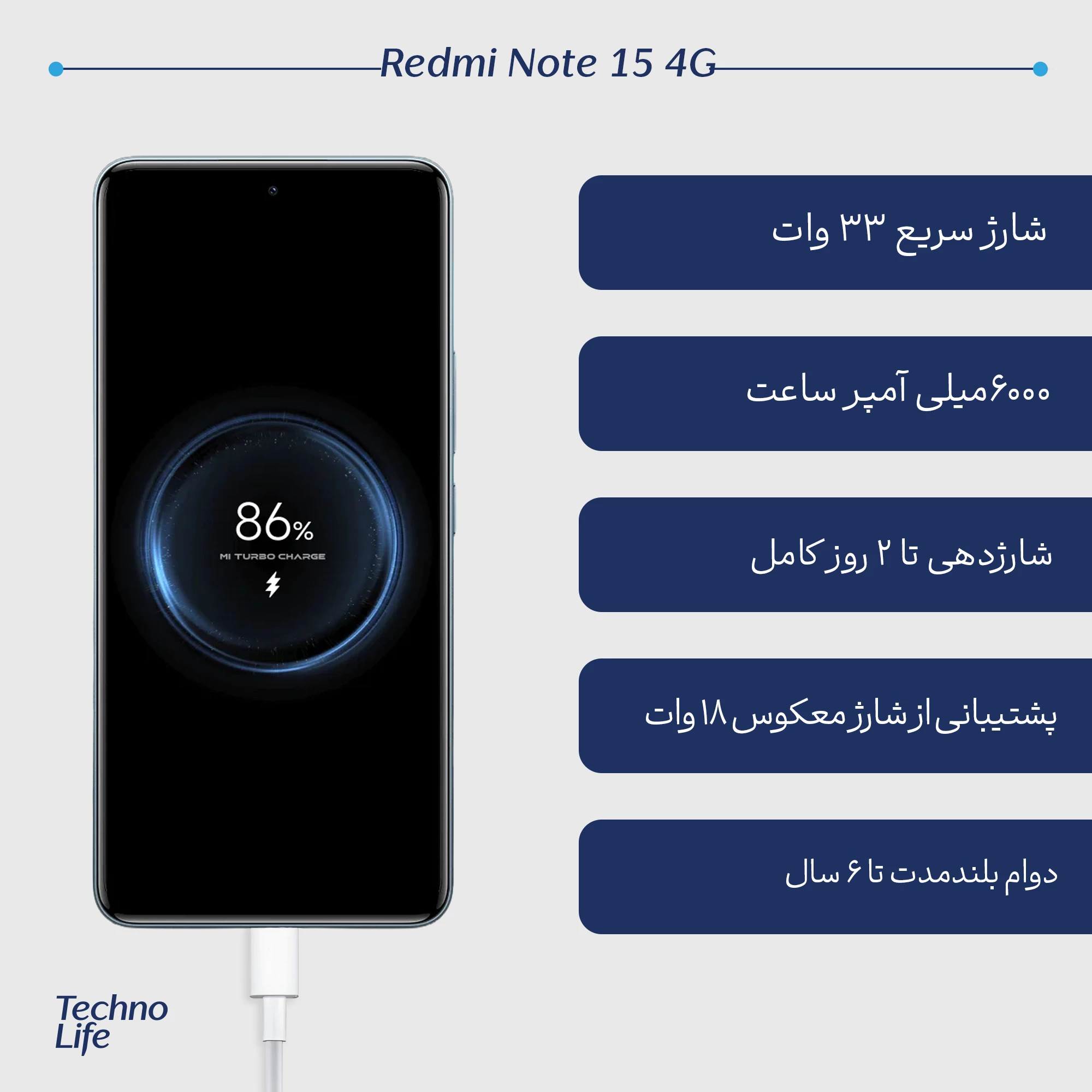 گوشی موبایل شیائومی مدل Redmi Note 15 4G ظرفیت 256 گیگابایت رم 8 گیگابایت