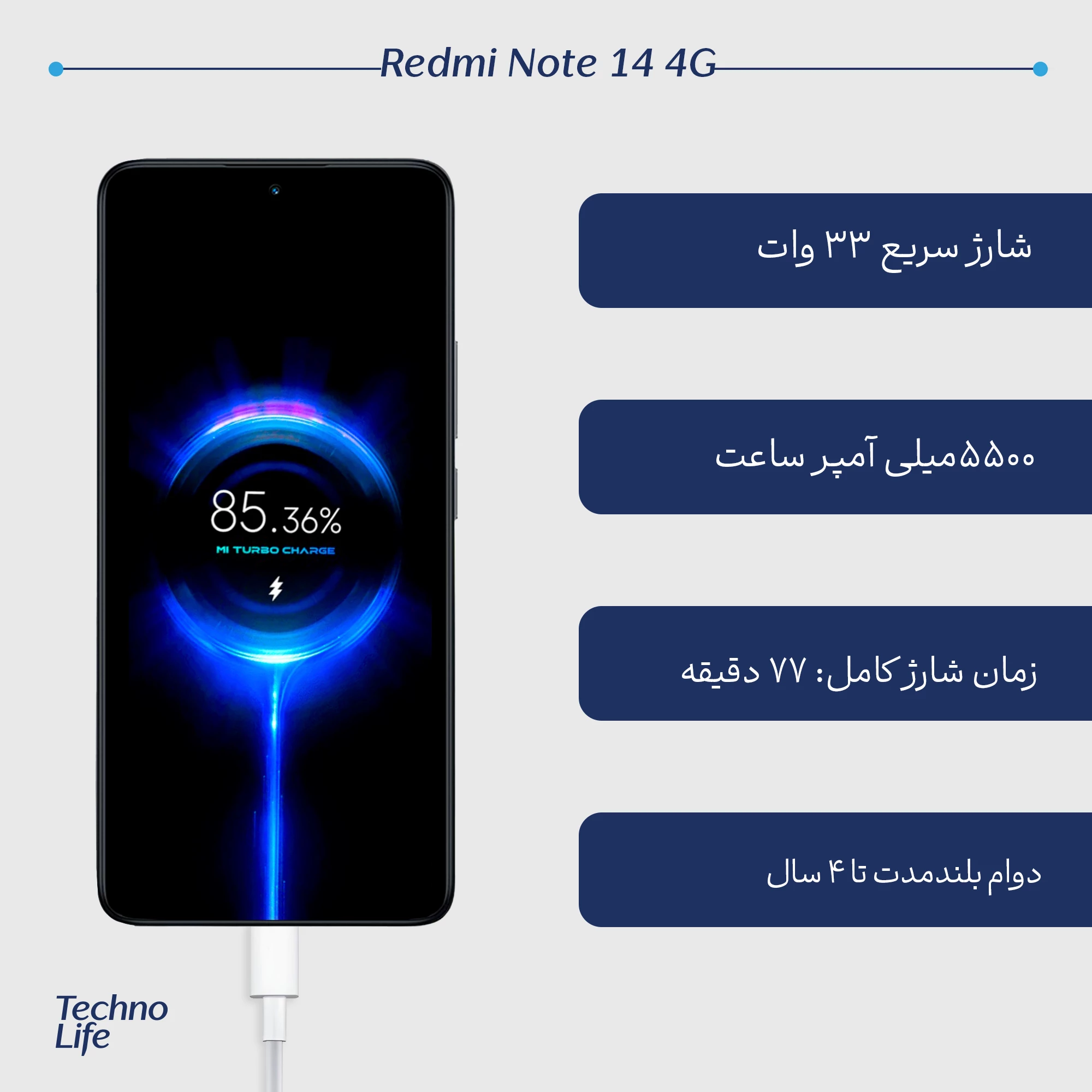 گوشی موبایل شیائومی مدل Redmi Note 14 4G ظرفیت 256 گیگابایت رم 8 گیگابایت