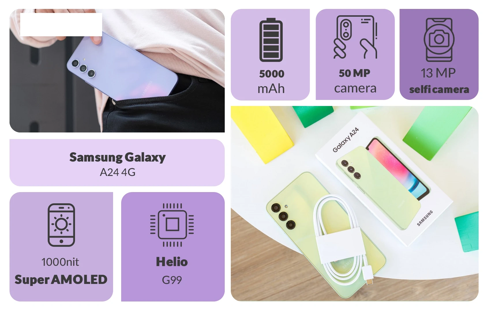 گوشی موبایل سامسونگ Galaxy A24 4G ظرفیت 128 گیگابایت رم 8 گیگابایت